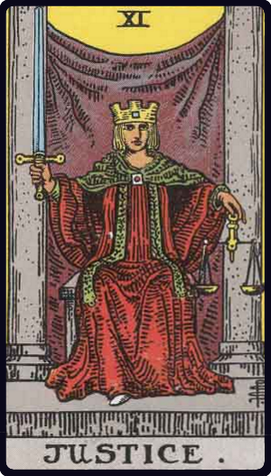Justice tarot card, Rider-Waite-Smith