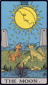 The Moon tarot card, Rider-Waite-Smith