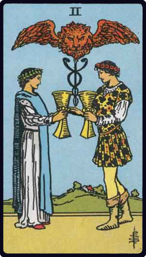 Two of Cups tarot card, Rider-Waite-Smith