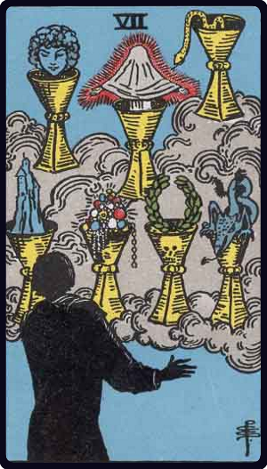 Seven of Cups tarot card, Rider-Waite-Smith