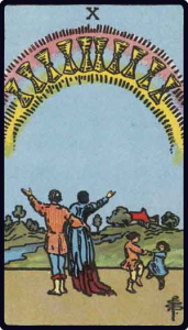 Ten of Cups tarot card, Rider-Waite-Smith