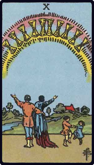 Ten of Cups tarot card, Rider-Waite-Smith