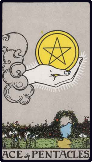Ace of Pentacles tarot card, Rider-Waite-Smith
