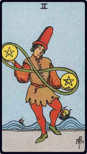 Two of Pentacles tarot card, Rider-Waite-Smith