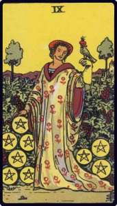 Nine of Pentacles tarot card, Rider-Waite-Smith