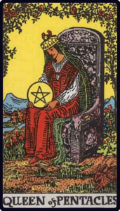 Queen of Pentacles tarot card, Rider-Waite-Smith
