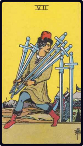 Seven of Swords tarot card, Rider-Waite-Smith