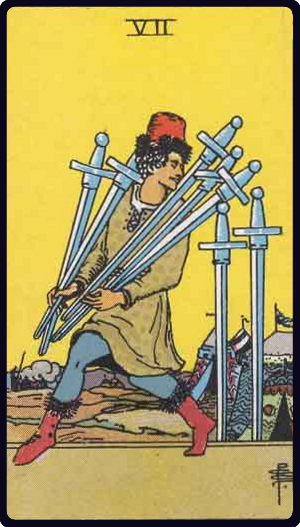 Seven of Swords tarot card, Rider-Waite-Smith