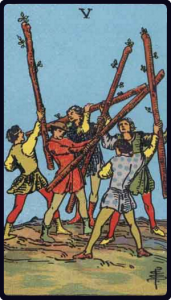 Five of Wands tarot card, Rider-Waite-Smith