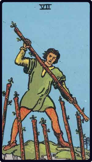 Seven of Wands tarot card, Rider-Waite-Smith