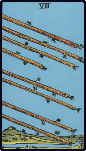 Eight of Wands tarot card, Rider-Waite-Smith