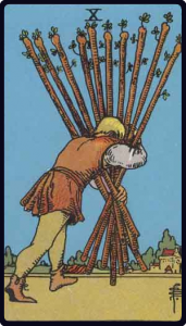 Ten of Wands tarot card, Rider-Waite-Smith