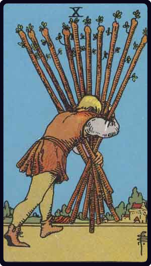 Ten of Wands tarot card, Rider-Waite-Smith
